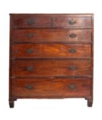 A Regency mahogany rectangular chest in two parts,