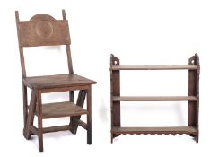 An Edwardian oak four tread folding libr