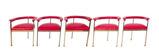 A set of five bronze alloy and upholster