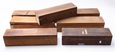 Seven various empty wooden magic lantern slide boxes (7)