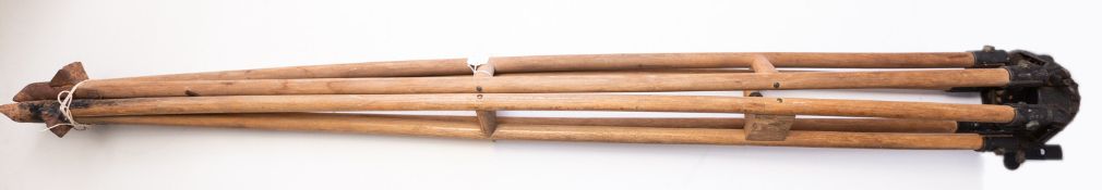 A post WWII era wood and brass tripod,ma