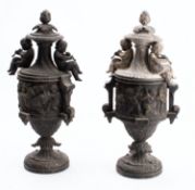 A pair of Continental spelter twin handl