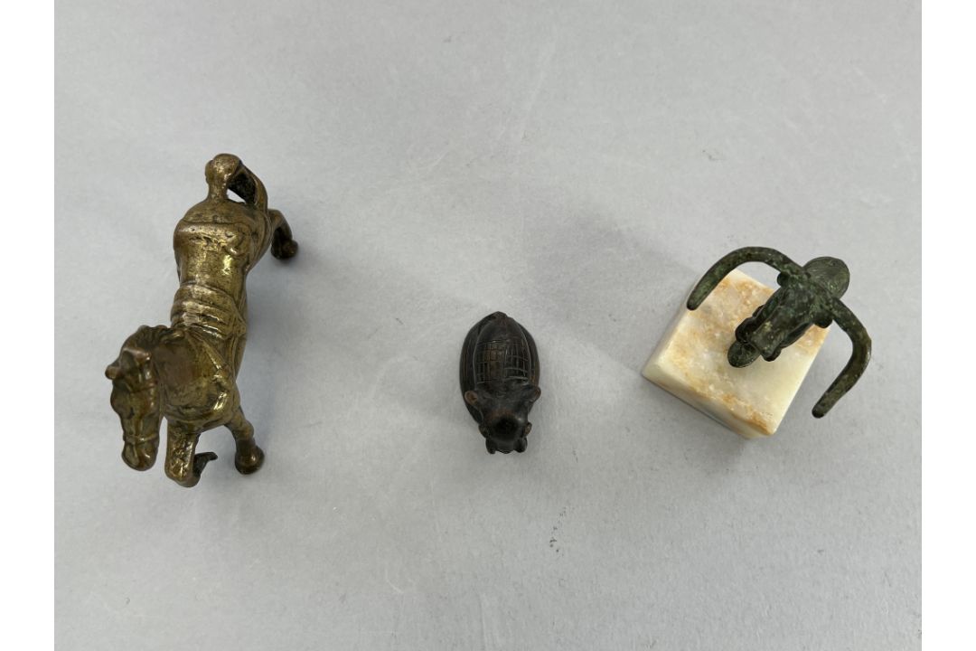 Three bronze Beasts, 19th century and earlierincluding a prancing horse, an elephant, and a Luristan - Image 6 of 7
