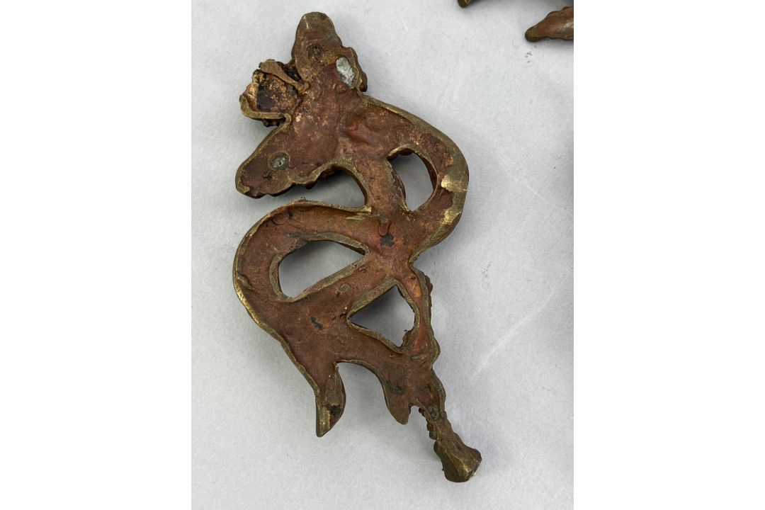 Five Bronze Bodhisattva Ornaments,c.1900,including a flower, a bell and scarves, and a double - Image 11 of 14