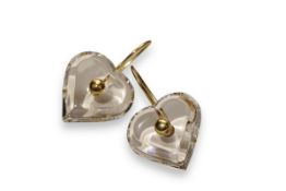 Baccarat Paris. A Pair of Crystal Glass and 18 carat Gold Heart Shaped Pendant EarringsBaccarat