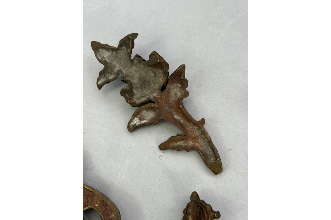 Five Bronze Bodhisattva Ornaments,c.1900,including a flower, a bell and scarves, and a double - Image 7 of 14