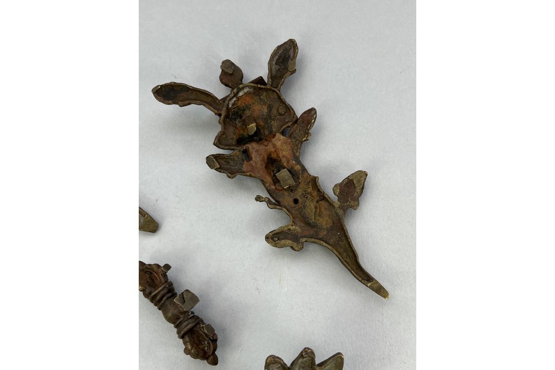 Five Bronze Bodhisattva Ornaments,c.1900,including a flower, a bell and scarves, and a double - Image 8 of 14