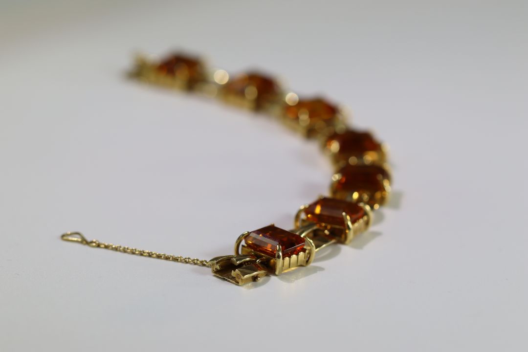 A Charles de Temple Gold Bracelet with Citrines, signed c de t..Marked with London import - Image 15 of 16