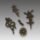 Five Bronze Bodhisattva Ornaments,c.1900,including a flower, a bell and scarves, and a double - Image 1 of 14