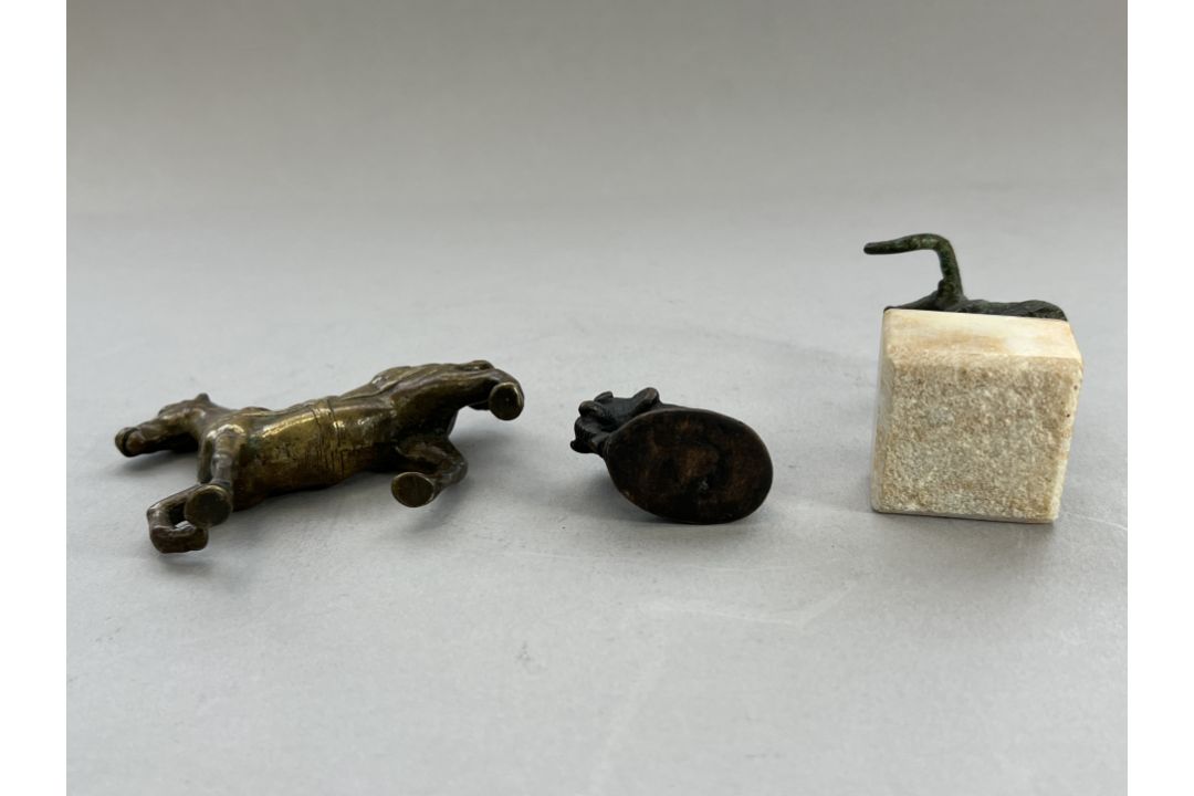 Three bronze Beasts, 19th century and earlierincluding a prancing horse, an elephant, and a Luristan - Image 4 of 7