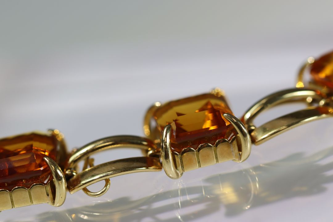 A Charles de Temple Gold Bracelet with Citrines, signed c de t..Marked with London import - Image 7 of 16