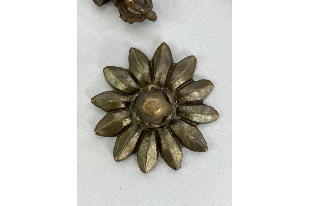 Five Bronze Bodhisattva Ornaments,c.1900,including a flower, a bell and scarves, and a double - Image 6 of 14
