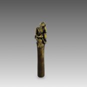 A Bronze Seated Ascetic, 17th centurysensitively modelled, the bearded sage resting his head on