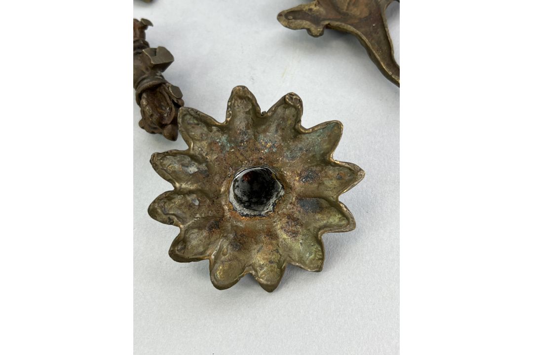 Five Bronze Bodhisattva Ornaments,c.1900,including a flower, a bell and scarves, and a double - Image 14 of 14