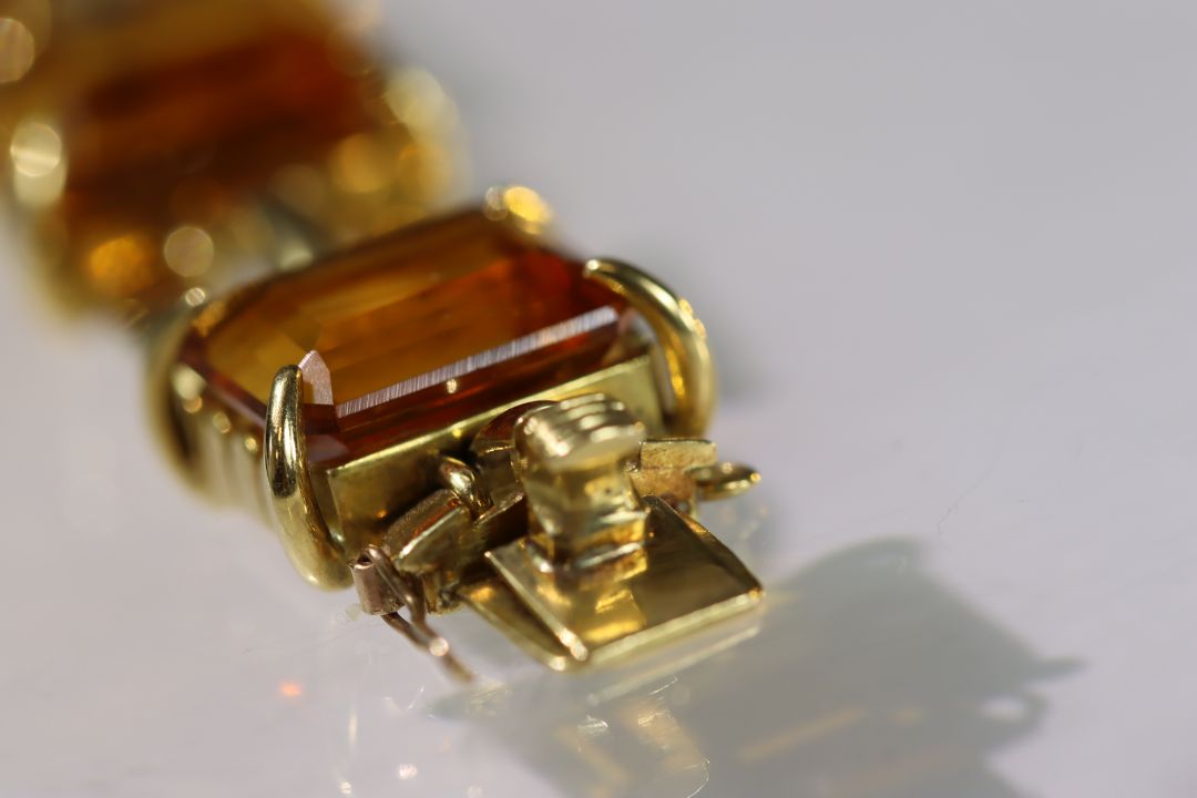 A Charles de Temple Gold Bracelet with Citrines, signed c de t..Marked with London import - Image 8 of 16
