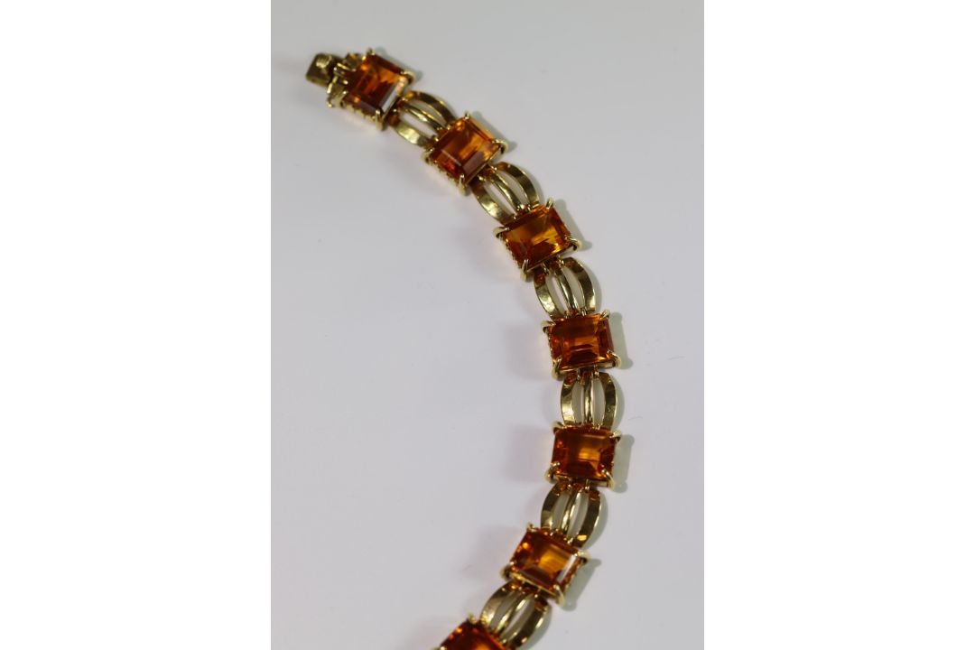 A Charles de Temple Gold Bracelet with Citrines, signed c de t..Marked with London import - Image 11 of 16