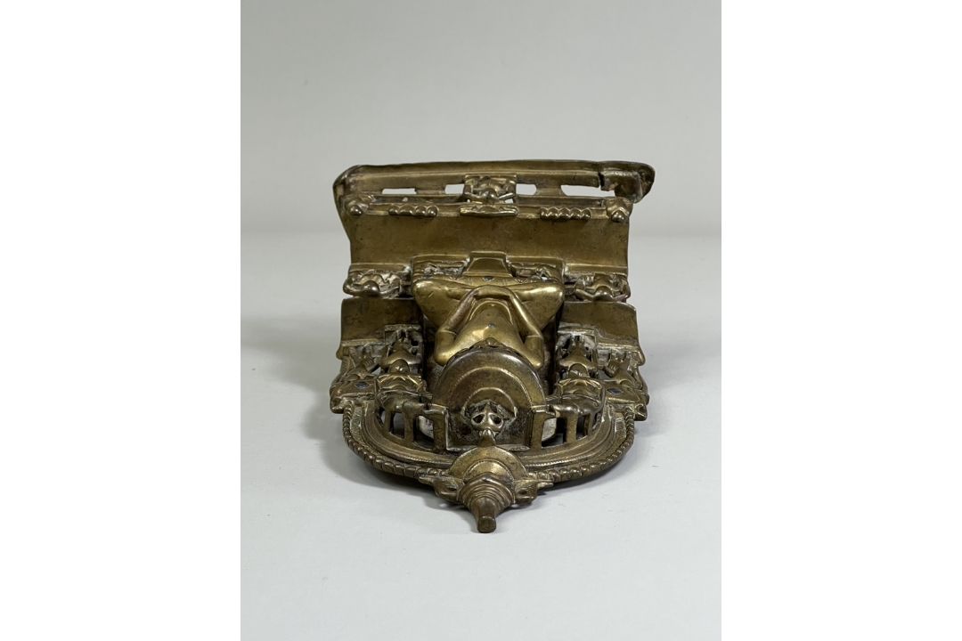 A Bronze Jain shrine. India 15th century.A Jain shrine depicting a Tirthankara with silver inlaid - Image 6 of 18