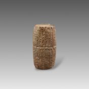 A Good Cuneiform Barrel. Mesopotamia. Neo Babylonian PeriodA good cuneiform cylinder barrel with