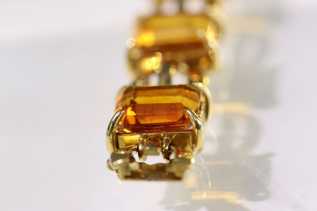 A Charles de Temple Gold Bracelet with Citrines, signed c de t..Marked with London import - Image 5 of 16