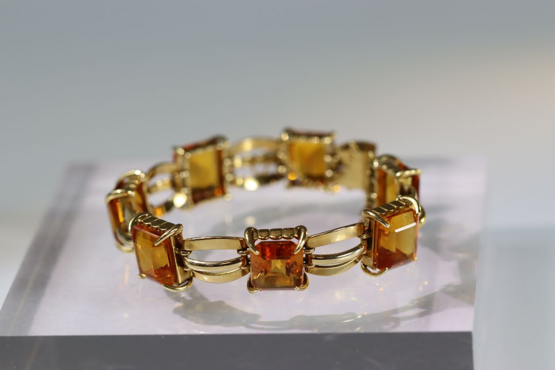 A Charles de Temple Gold Bracelet with Citrines, signed c de t..Marked with London import - Image 1 of 16