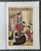 A ukiyo-e print of elegant courtesans, signed Torii kiyonaga, 19/20 century.