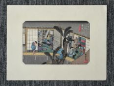 A ukiyo-e print 'Scene at an Inn with Maids', signed Hiroshige, 19/20 century