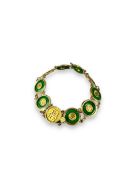 An Antique Chinese 18k gold and bright green jadeite bracelet