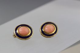 A pair of vintage angel pink coral clip-on earrings