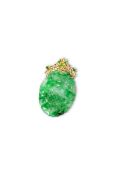 An attractive mottled apple green jadeite pendant with gold surmount