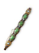 An Enamelled Bracelet set with Green Jadeite cabochons,