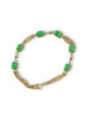A 18ct gold and jade bracelet