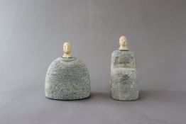 Two Bactrian style Seated Stone Figures