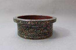 A Thai Mother of Pearl Lacquer Offering Bowl, 18th Century