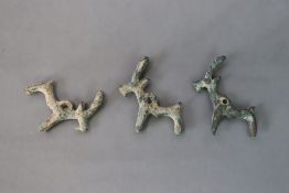 Three Luristan Bronze Ibex Pendants, c.1500-500 BC