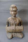 A South East Asian Asian Wooden Carving Figure of Musician