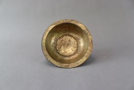 A Chinese Gilt Bronze Basin with incised scrollwork, probably Han dynasty
