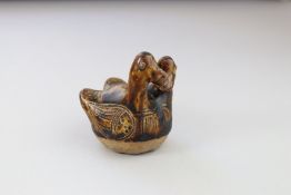 A Thai Sawankhalok Brown-glazed Twin Ducks, 14th-16th Century