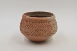 A Red Pottery Bowl with Pricked Designs, Neolithic period, Yangshao culture, Banpo phase, c. 4800-43