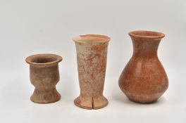 A Group of Three Red Pottery Vessels, Neolithic period, Hongshan culture, c. 4500-3000 BC