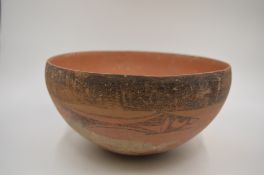 A Large Painted Red Pottery Bowl, Neolithic period, Yangshao culture, c. 4800-3500 B.C.