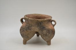 A Pottery Tripod Handled Vessel, Neolithic Period, Neolithic period, Siwa culture, c. 1350 BC