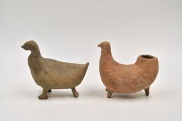 Two Bird-shaped Pottery Tripod Vessels, Neolithic period, Qijia culture, 2050 - 1700 B.C.