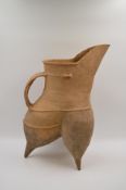 A Large Red Pottery Tripod Ewer, Neolithic period, Hongshan culture, c. 4500-3000 BC