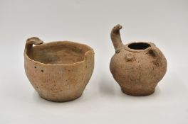 Two Pottery Handled Jars, Neolithic Period, probably Qijia Culture