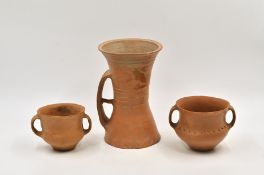 A Group of Three Red Pottery Handled Jars, Neolithic period, Qijia culture, 2050 - 1700 B.C.