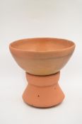 A Plain Red Pottery  Bowl and Stand, Yangshao Culture, Banpo Phase