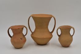 Three Red Pottery Handled Jars, Neolithic period, Qijia culture, 2050 - 1700 B.C.