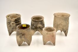 Five Small Tripod Pottery Vessels, Neolithic period, Xiajiadian culture, 2nd Millennium BC