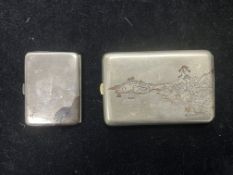 Two Japanese Incised Silver Cigarettes Boxes, 19/20 century
