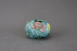 An Enamelled Biscuit Lotus Waterpot, late Qing dynasty,